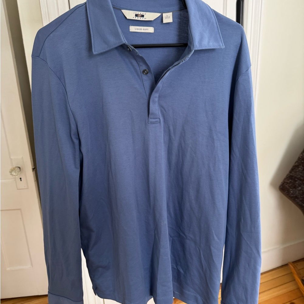 Blue Long Sleeve Polo Shirt with Collar